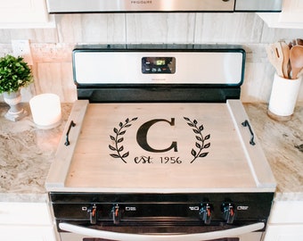 Custom Stove Top Cover / Wooden Noodle Board / Hand Lettered Stove Cover / Farmhouse Kitchen