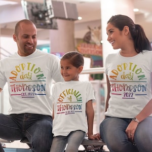 Personalized Rainbow Adoption Day Shirts Infant-Adult Sizes Short Sleeve Tee