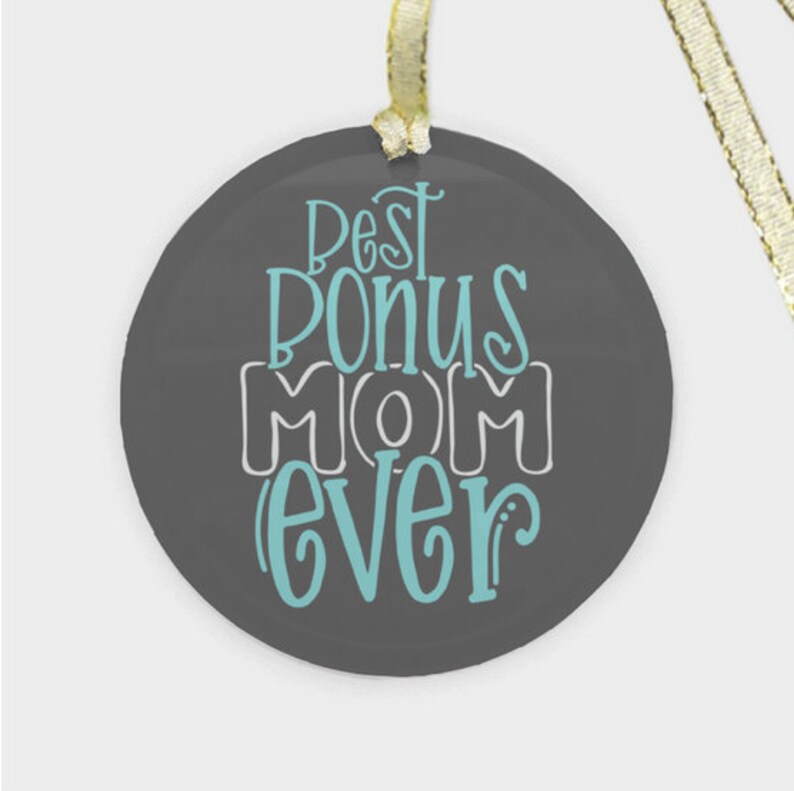 Foster Mom Round Glass Christmas Ornament Best Bonus Mom Ever Step Mom