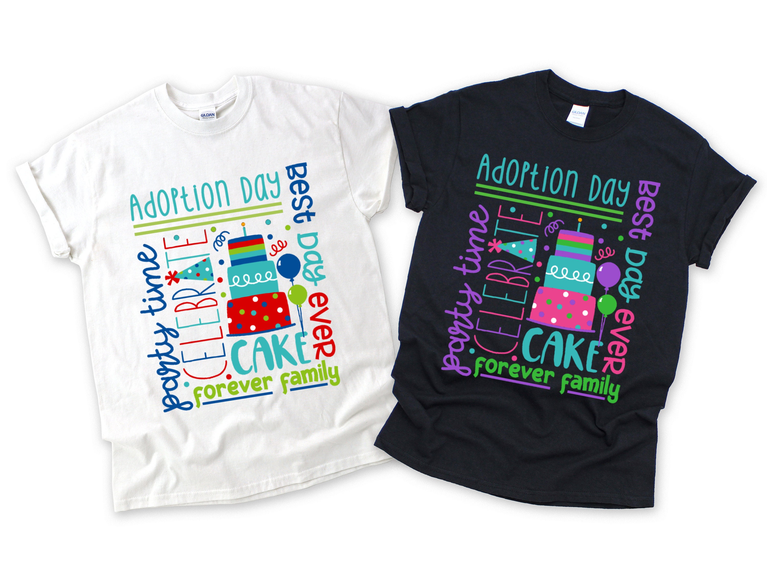 Celebrate Adoption Day Bright Fun Family Shirts Infant-Adult Sizes