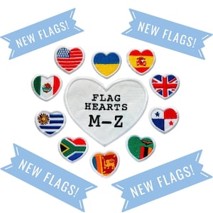 Small heart shaped patch with a flag, embroidered flag patch, heart shaped flag, country patch
