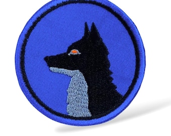 Wolf geborduurde patch. Opstrijkbare patch van wilde dieren