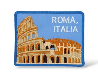 Parche bordado ROMA ITALIA, parche de mochila bordado a máquina, parche de paisaje urbano, parche de monumento, parche del Coliseo