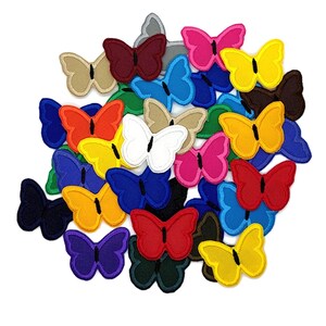 Butterfly embroidered patch. Mini-colored butterfly patch. Sets of 5 pcs., 10 pcs., 50 pcs., 100 pcs., 1,37"W, Iron on, Sew on
