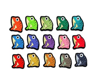Toppe colorate a forma di rana, toppe multicolori a forma di rospo, toppe divertenti e carine a forma di animale, da stirare e da cucire
