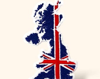UK embroidered patch, United Kingdom Embroidered map, embroidered flag, country embroidery, iron on, sew on patch