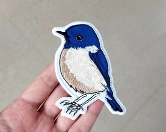 Parche decorativo de pájaro. Aplique de pájaro. Pájaro bordado. Se puede planchar o coser.