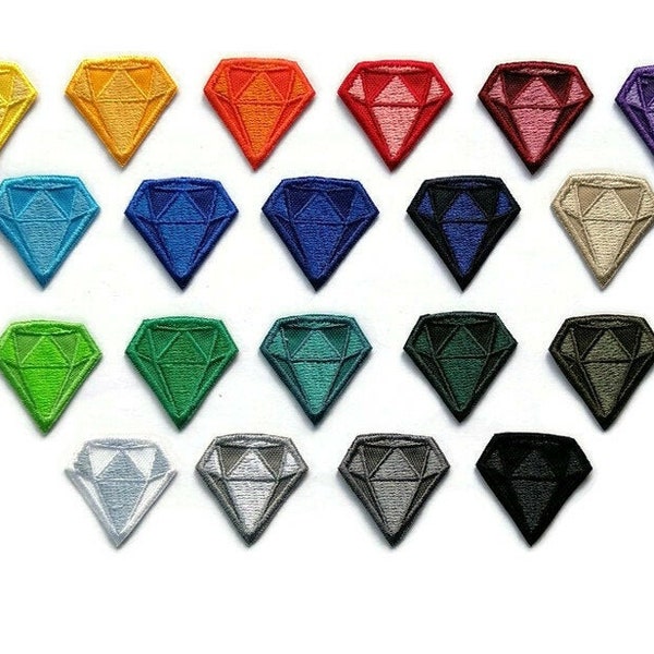 Set of Diamond shaped embroidered patches, 2 pcs., 5 pcs., 10 pcs., tiny diamond patch, 3 cm tall, iron on