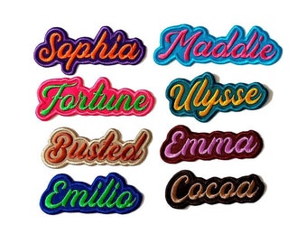 Custom Embroidered Name - 1,3"H. Custom Name Tags. Personalized Name Patch. Iron on. Sew on.