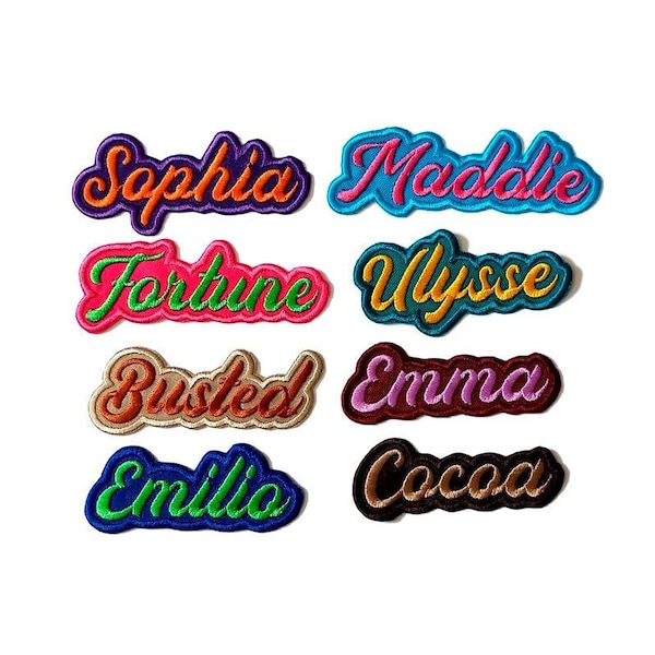 Custom Embroidered Name - 1,3"H. Custom Name Tags. Personalized Name Patch. Iron on. Sew on.