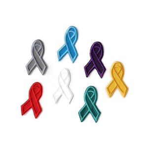 Set of Awareness ribbon embroidered patches, 2 pcs., 5 pcs., 10 pcs. Iron on, sew on.