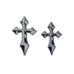 Gothic Cross Applique patch. Cross Crucifix embroidered patch. Sew on, Iron on