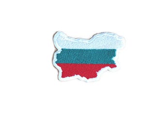 Écusson brodé Bulgarie, carte brodée, drapeau brodé, broderie de pays, thermocollant, écusson à coudre