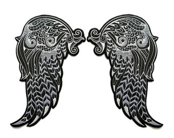 Parche bordado de alas de ángel. Parches de alas bordadas. Parches de alas grandes, 20 cm de alto. Parche de alas gótico para chaqueta, disfraz o ropa DIY.