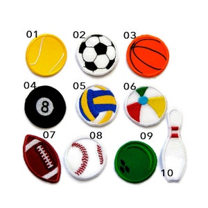 Sportgeräte gestickte Aufnäher, Bügelflicken, Basketball Aufnäher, Football Aufnäher, Bowlingkugel Aufnäher, Baseball Aufnäher