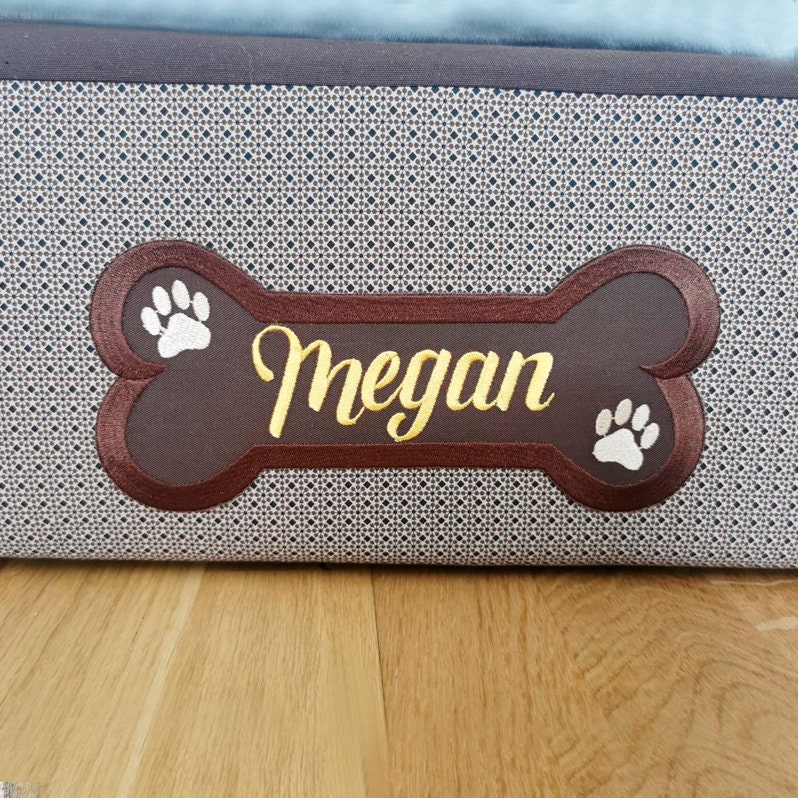Dog Name Patch Customizable Pet Name Bone Embroidered Patch Etsy