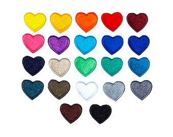 Set of Heart shaped embroidered patches, 2 pcs., 5 pcs., 10 pcs., tiny heart patch, 3 cm tall, iron on