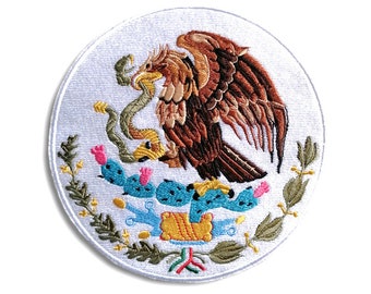 Coat of arms of Mexico, machine embroidered backpack patch. Sew on patchCoat of arms of Mexico D 6 in