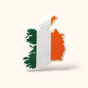 Écusson brodé Irlande, carte brodée, drapeau brodé, broderie de pays, thermocollant, écusson à coudre