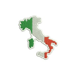 Écusson brodé Italie, carte brodée, drapeau brodé, broderie de pays, thermocollant, écusson à coudre