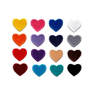 Set of felt Heart-shaped embroidered patches, 2 pcs., 5 pcs., 10 pcs., tiny heart patch, 3 cm tall, iron on