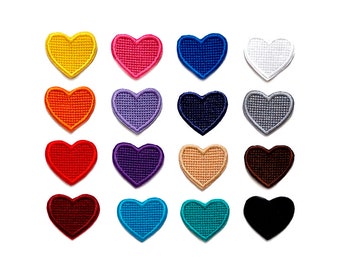 Set of felt Heart-shaped embroidered patches, 2 pcs., 5 pcs., 10 pcs., tiny heart patch, 3 cm tall, iron on