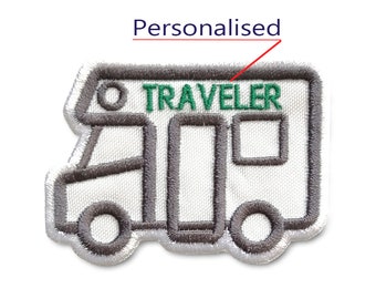 Traveling trailer patch, house on wheels patch, embroidered trailer iron on van patch