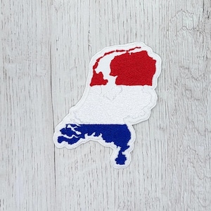 Gestickter Aufnäher mit Niederlande, gestickte Landkarte, gestickte Flagge, Aufnäher, zum Aufbügeln