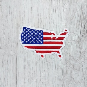 Écusson brodé États-Unis, carte brodée, drapeau brodé, broderie de pays, thermocollant, écusson à coudre