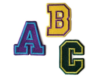 Sportschrift Brief Patch, Benutzerdefinierte Brief gestickte Aufnäher. H 6 cm. Hut Buchstaben Monogramm Aufnäher