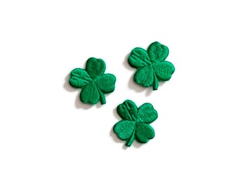 Set di toppe Four Leaf Clover, 2 pz., 6 pz., 10 pz. Toppa da ricamo vegetale. Festa di San Patrizio. Ferro botanico sulla toppa. D 1,18 pollici