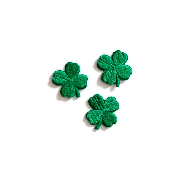 Set of Four Leaf Clover patches, 2 pcs., 6 pcs., 10 pcs. Plant embroidery patch. St. Patrick’s Day. Botanical iron on patch. D 1,18 in