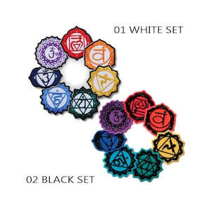 Chakras patches. Seven chakras. Set of Chakras. D: 2,95in. Sew on, Iron on