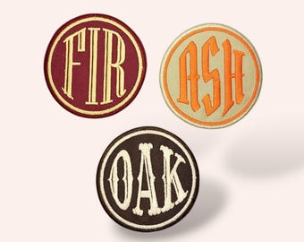 Toppa monogramma, etichette iniziali personalizzate. Toppa con nome personalizzato. Diametro 2,75 pollici. Stirare, cucire.