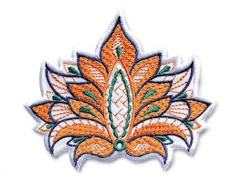 Lotus Blume Patch gestickt, Bügelbild, Aufnäher.