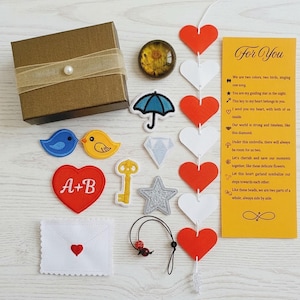 Gift Box with embroidered patches. Love & Memory Collection. Personalized patch, epoxy flowers, Keepsake Box
