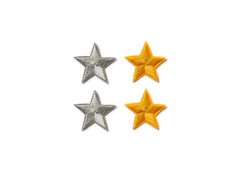 1 Set silberfarbene und/oder goldfarbene Sternapplikationen, 2 Stück, 5 Stück, 10 Stück Kleine 3,5 cm breit gestickte Stern Patches