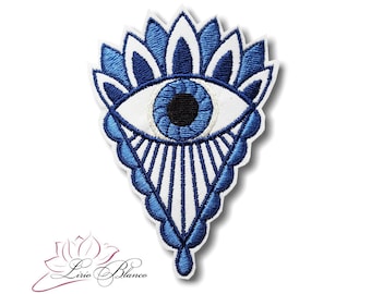 Parche azul Ojo que todo lo ve, Parche para planchar, Parche para coser.