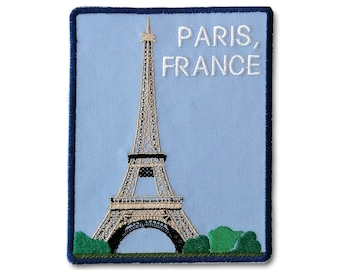 PARIS FRANCE embroidered patch, machine embroidered backpack patch, city landscape patch, Eiffel tower patch