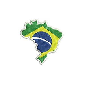 Parche bordado de Brasil, mapa bordado, bandera bordada, bordado de país, parche para planchar y coser