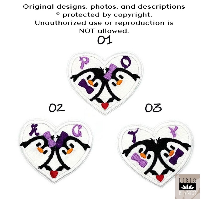 Custom Patch for Couples. Custom Couples Initials With Love Penguins ...