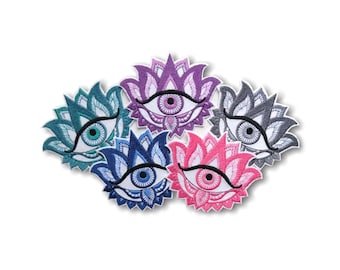 すべてを見通すパッチアイ、ゴッドアイパッチ。アイロン接着、縫い付け可能。サイズ：3.54 x 2.75インチ