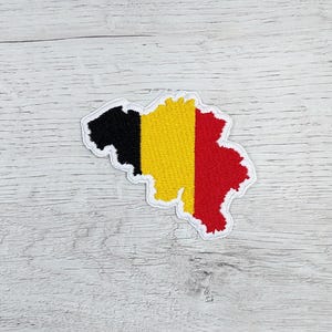 Parche bordado de Bélgica, mapa bordado, bandera bordada, bordado de país, parche para planchar, parche para coser