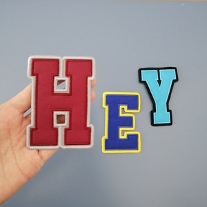 Sports font letter applique patch, Custom letter embroidered patches, Hat letter monogram patches, H 4in, Sew on