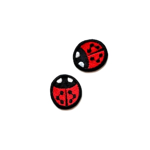 Two Tiny ladybug patches. Embroidered insect patches. Embroidered ladybug patch. 2 pcs. 1.18 inches / 3cm