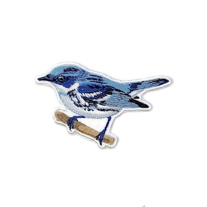 Cerulean warbler patch, Realistic warbler patch, Setophaga cerulea embroidered patch, realistic bird iron on patch