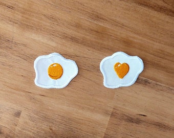 Spiegelei Aufnäher gestickt. Aufbügeln, aufnähen