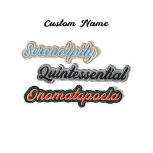 Custom Embroidered Name - 1,3"H. Custom Name Tags. 10-15 characters. Personalized Name Patch. Iron on. Sew on.
