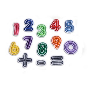 Custom iron on patches, nylon digits nursery design, retro embroidered number patches