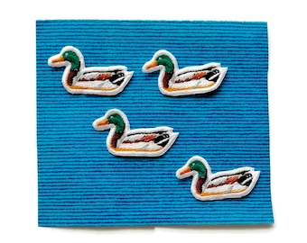 Geborduurde patch wilde eend, geborduurde patch kleine vogel, opstrijkbare patch wilde vogel